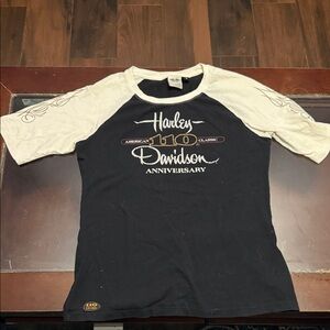 Harley-Davidson Black and Cream 110th Anniversary Tee